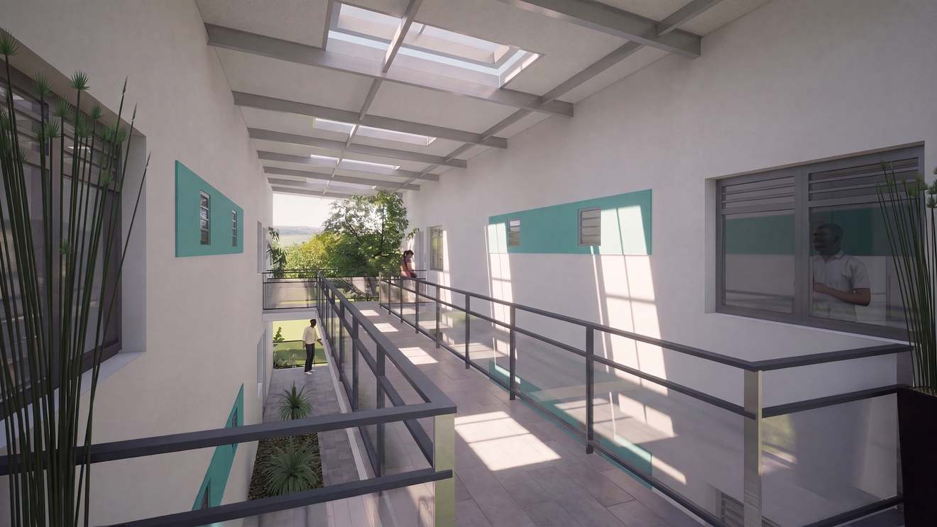 Résidence ITHACA — coursive lumineuse desservant les logements