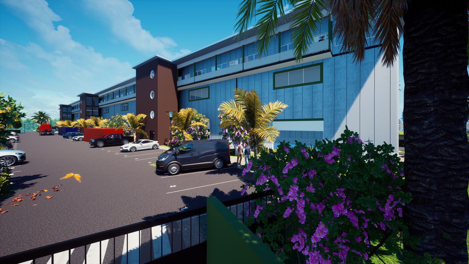Espace Leblond — perspective des entrepôts et bureaux
