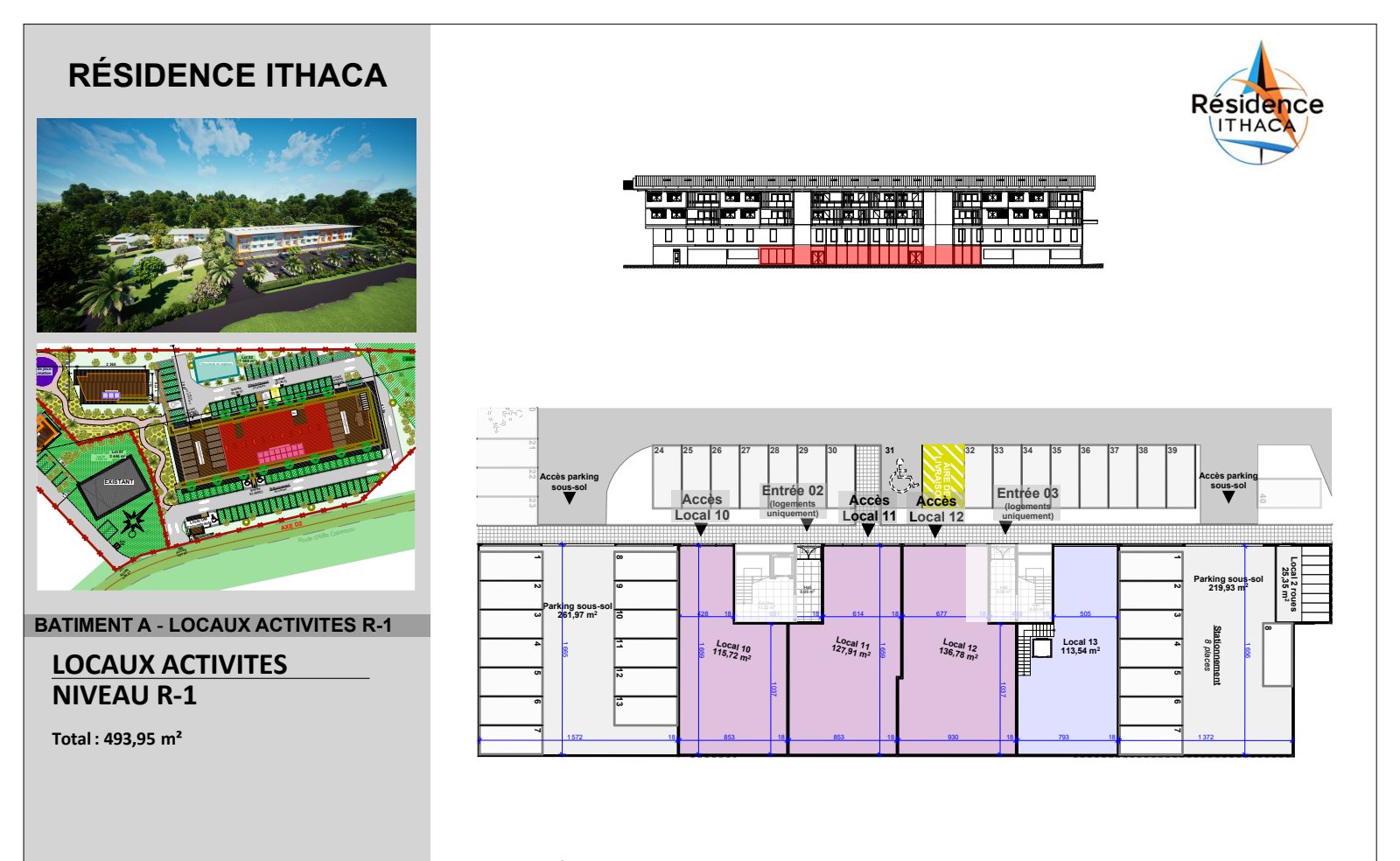 Plan des locaux d'activités au niveau R-1