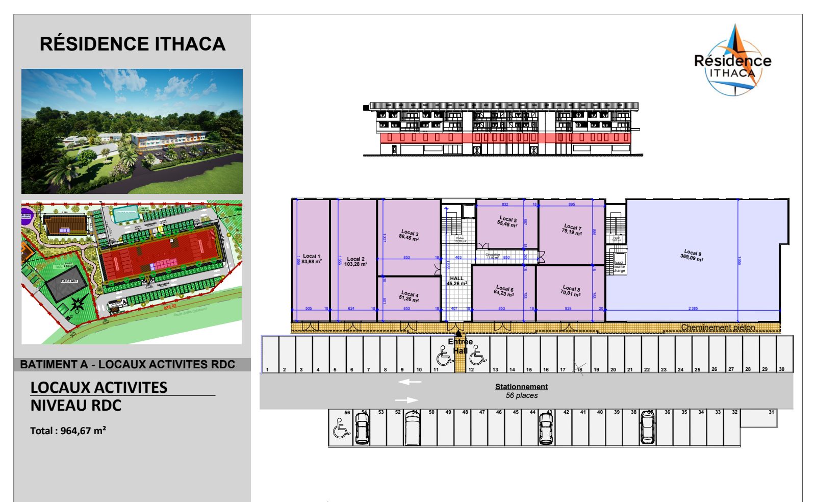Plan des locaux d'activités au RDC