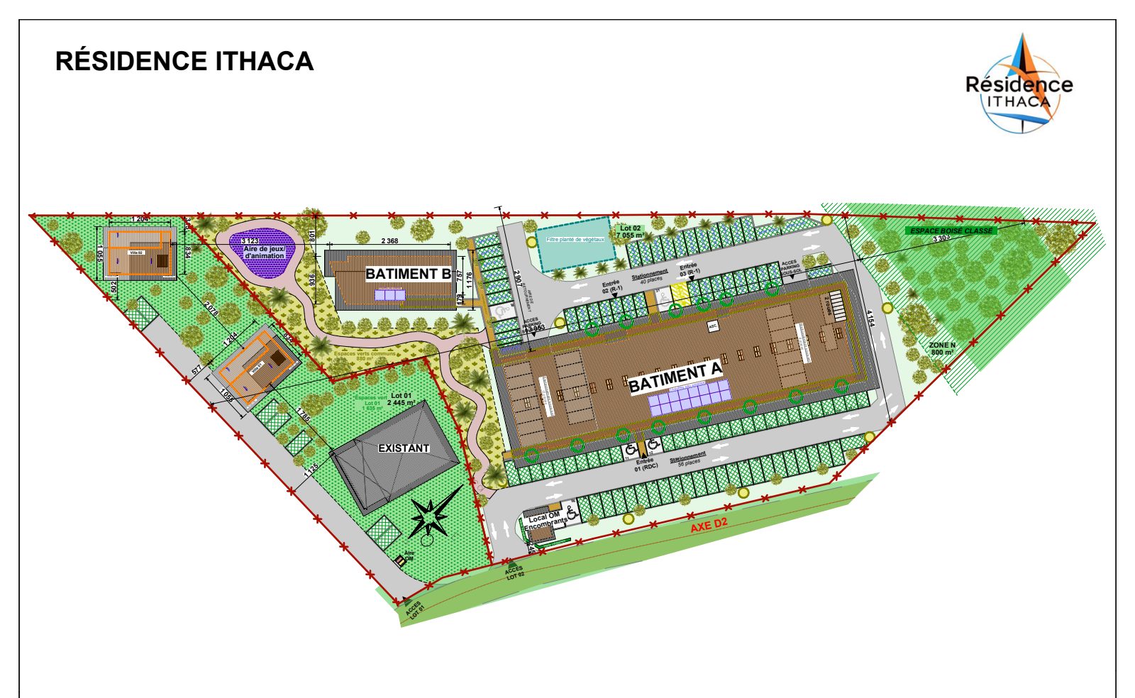 Plan de masse de la Résidence ITHACA
