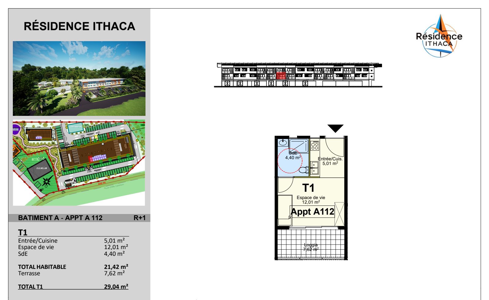 Plan de distribution d'un logement T1