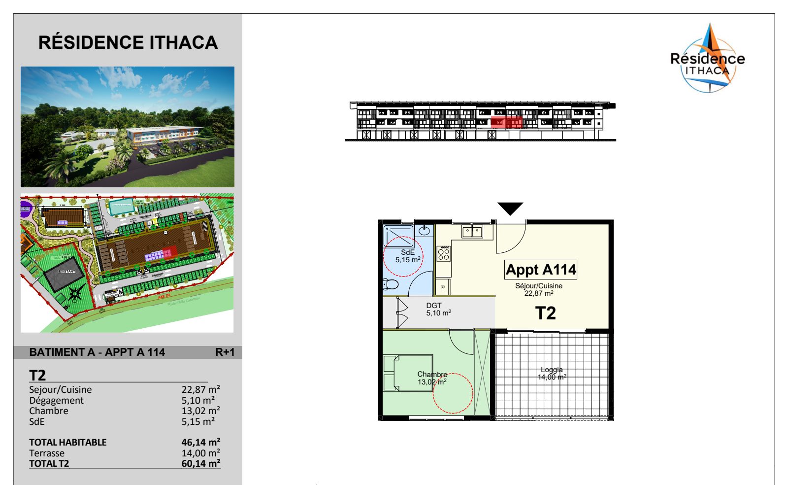 Plan de distribution d'un logement T2