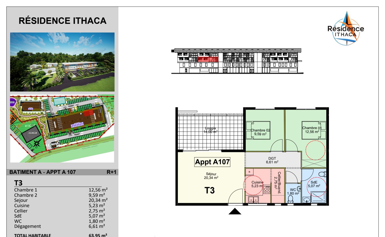 Plan de distribution d'un logement T3