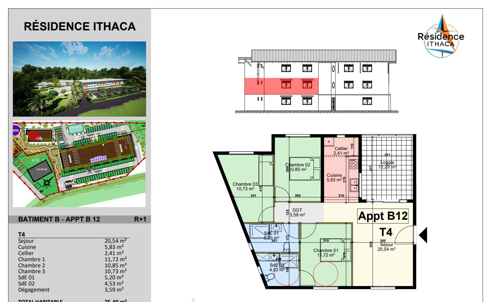 Plan de distribution d'un logement T4