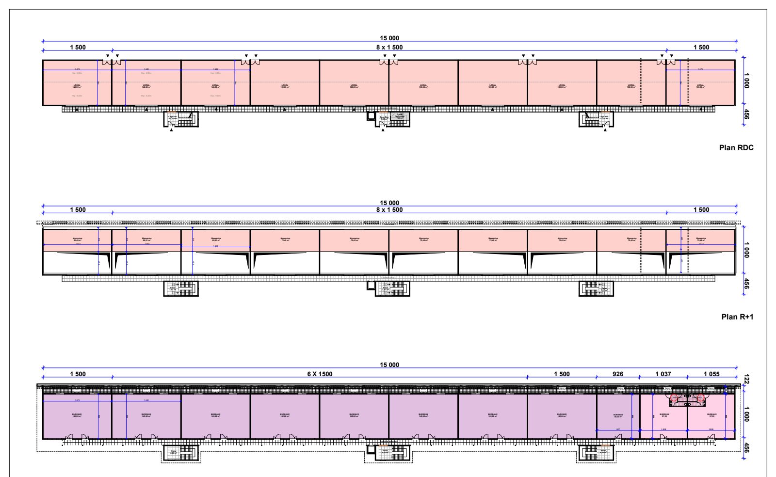 Plans de niveaux RDC et R+1 de l'Espace Leblond